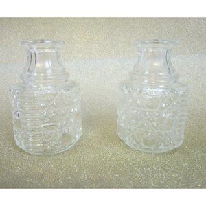 Perfume Bottle 2-Piece Clear Pressed Glass Perfume Apothecary Bottles SGD VTG